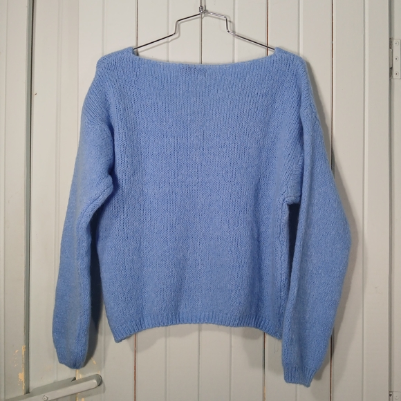 Blue Knit V-Neck Cardigan - Picture 2 of 9